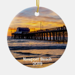 Newport's Balboa Pier 2 rund Keramik Ornament