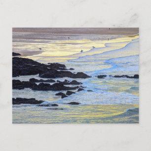Newquay Beach Sunset Feiertagspostkarte