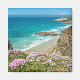 Newquay Strand in North Cornwall wilde Blume Klipp Magnet
