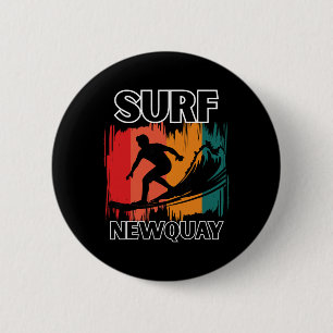 Newquay Surf Retro Cornwall Surfen Und Strand-Vibe Button