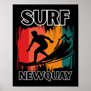 Newquay Surf Retro Cornwall Surfen Und Strand-Vibe Poster