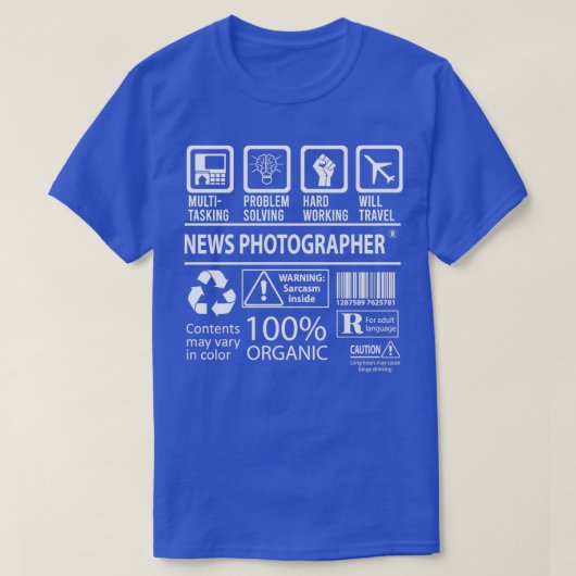 News Fotograf MultiTasking zertifizierte Job Gif T-Shirt (Design vorne)