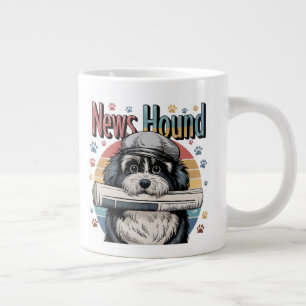 "News Hound" Funny Vintag Dog Newspapier Design Jumbo-Tasse