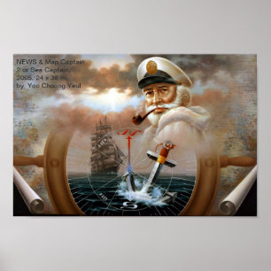 NEWS & Map Captain 2 oder Sea Captain Print Poster