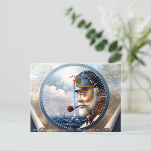 NEWS & Map Captain/Decor oder Kapitän auf See Postkarte (Stehend Vorderseite)
