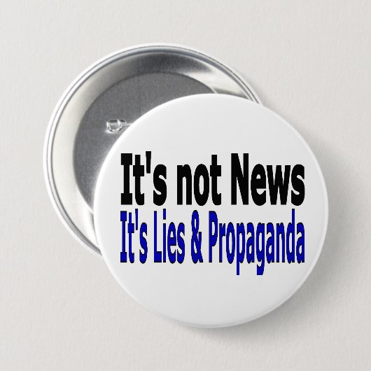 News Media Lies und Propaganda schwarz und blau Te Button (Vorne & Hinten)