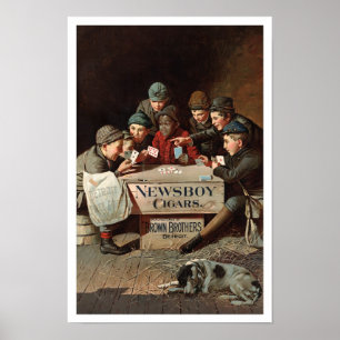 Newsboy Cigars, 1894. Alte Werbung Poster