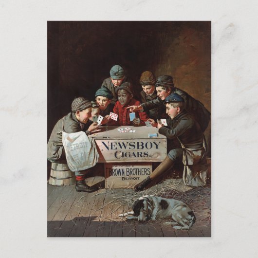 Newsboy Cigars Vintage Poster restauriert Postkarte (Vorderseite)