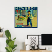 Newsboy Orange LabelRedlands, CA Poster (Heimbüro)
