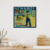 Newsboy Orange LabelRedlands, CA Poster (Küche)