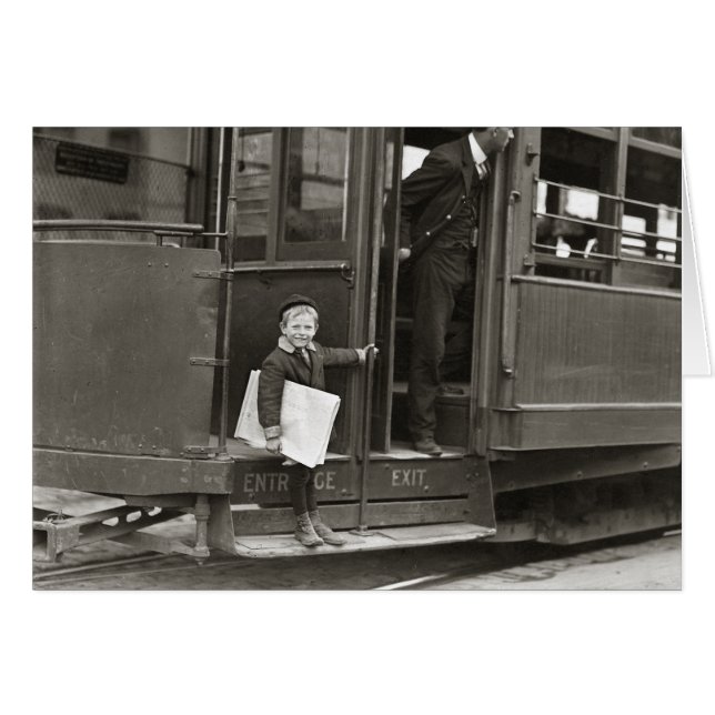 Newsboy Riding Trolley, 1910 (Vorderseite (Horizontal))