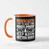 Newscaster ich versuche Dinge zu Lustigen Sprüchen Tasse (Links)