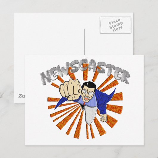 Newscaster Superhero Postkarte (Vorne/Hinten)