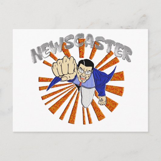 Newscaster Superhero Postkarte (Vorderseite)