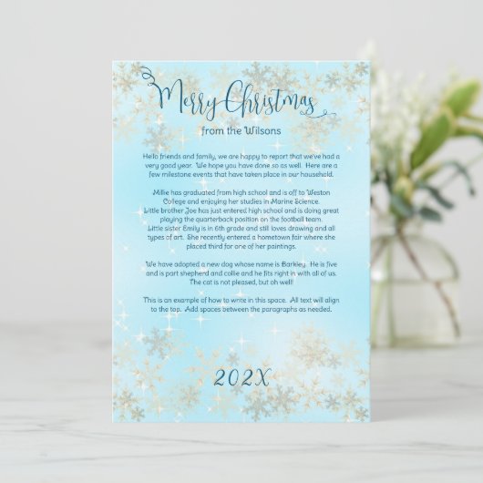 Newsletter Blue Snowflakes Datiert Einladung (Stehend Vorderseite)