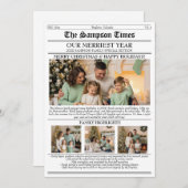 Newsletter der Weihnachtsfamilie Zeitung Foto Feiertagskarte (Vorne/Hinten)