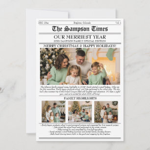 Newsletter der Weihnachtsfamilie Zeitung Foto Feiertagskarte