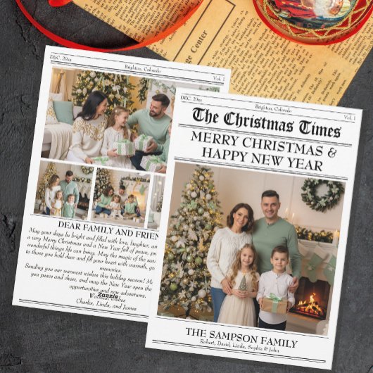 Newsletter der Weihnachtszeit-Familie Foto Feiertagskarte