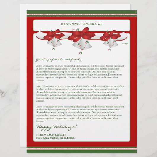 Newsletter für Urlaubsreisen: Glocke Briefbogen (Vorne/Hinten)