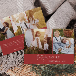 Newsletter "Modern Chic Red Family Foto Collage" Feiertagskarte