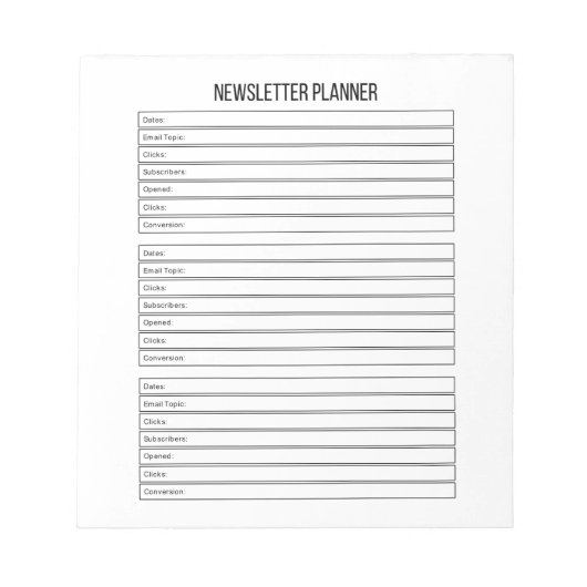 Newsletter-Plakat für kleine Unternehmen Notizblock (Vorderseite)