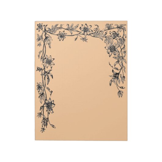 Newsletter Rustica Blume Border Sepia Notepad Notizblock (Rotiert)
