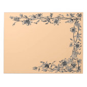 Newsletter Rustica Blume Border Sepia Notepad Notizblock (Vorderseite)