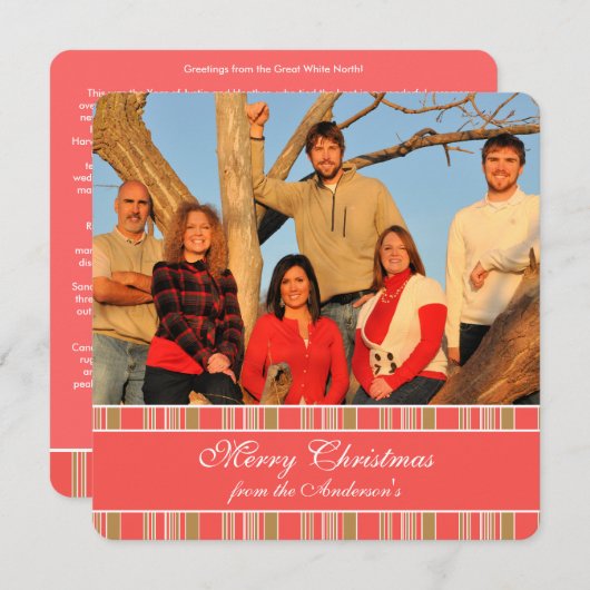 Newsletter zur Back Coral Strip Weihnachtskarte Einladung (Vorne/Hinten)