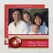 Newsletter zur Back Red Ornament Weihnachtskarte Einladung (Vorne/Hinten)