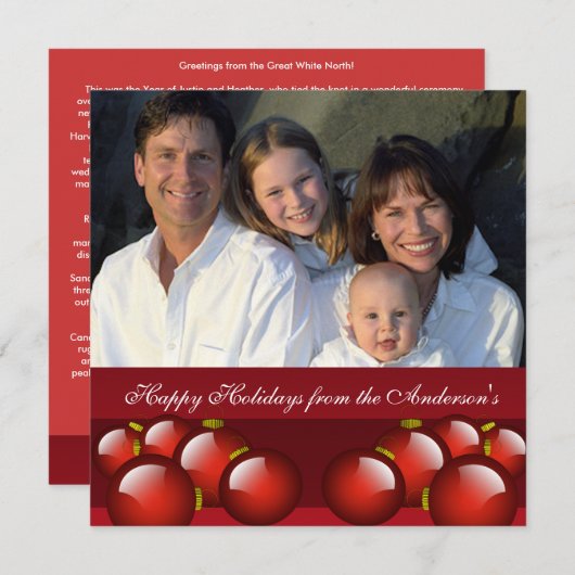 Newsletter zur Back Red Ornament Weihnachtskarte Einladung (Vorne/Hinten)