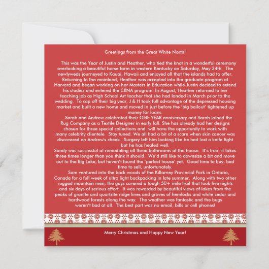 Newsletter zur Weihnachtskarte "Back Red Damask" Einladung (Rückseite)
