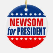 "NEWSOM als PRÄSIDENT" Keramik Ornament (Hinten)