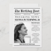 NEWSPAPER BIRTHDAY EINLADUNG (Vorne/Hinten)