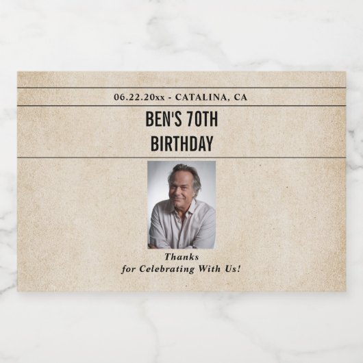 Newspaper Birthday News Funny Humorous Men 70th Alkoholflaschenetikett (Einzelnes Label)