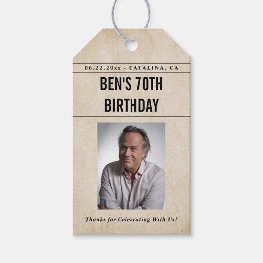 Newspaper Birthday News Funny Humorous Men 70th Geschenkanhänger (Vorderseite)