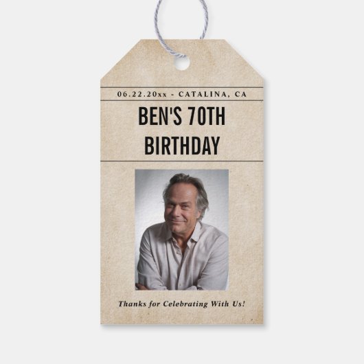 Newspaper Birthday News Funny Humorous Men 70th Geschenkanhänger (Rückseite)