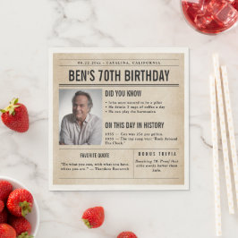 Newspaper Birthday News Funny Humorous Men 70th Serviette