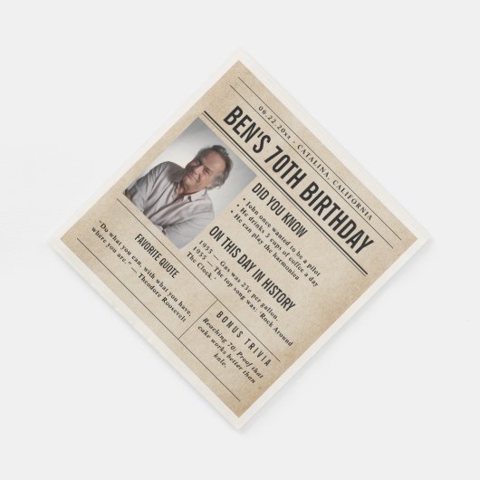 Newspaper Birthday News Funny Humorous Men 70th Serviette (Ecke)