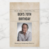 Newspaper Birthday News Funny Humorous Men 70th Weinetikett (Einzelnes Label)