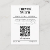 Newspaper Business Card, Live DJ Music Producer Telefonnummerkarte (Rückseite)