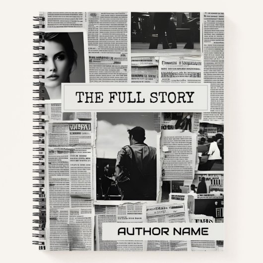 Newspaper Collage Book Cover Inspiration Notebook Notizblock (Vorderseite)