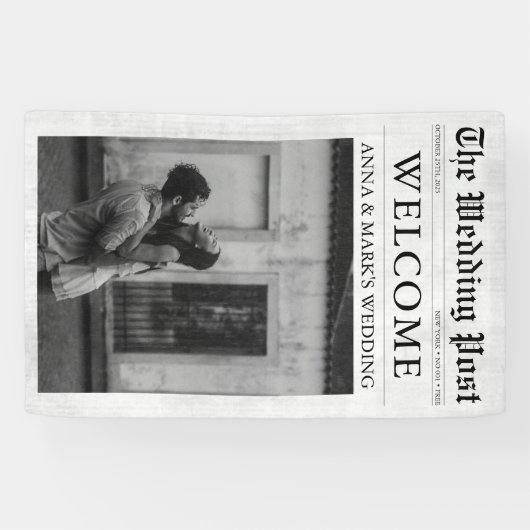 Newspaper Einzigartiges Foto Hochzeit Begrüßung Banner (Horizontal)