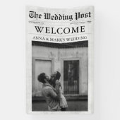 Newspaper Einzigartiges Foto Hochzeit Begrüßung Banner (Vertikal)