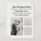 Newspaper Einziges Foto Hochzeit Vielen Dank Einladung (Vorderseite)