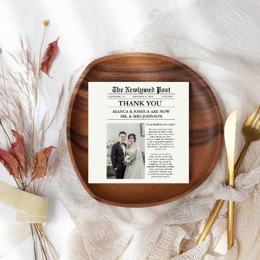 Newspaper Einziges Foto Hochzeit Vielen Dank Serviette