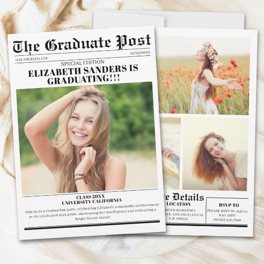 Newspaper Graduation with photos Einladung