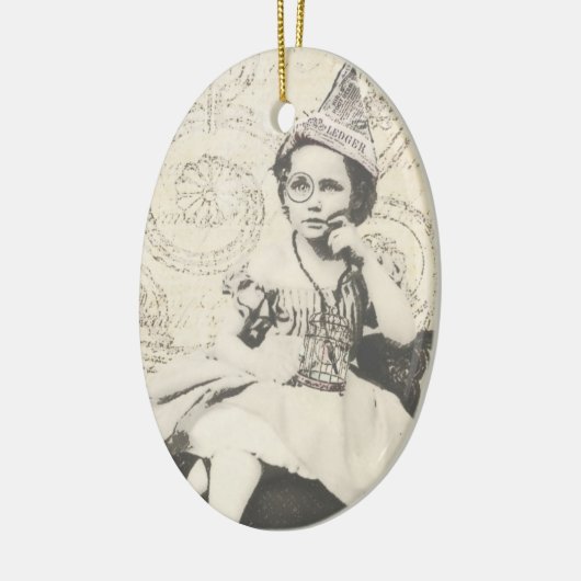 Newspaper Hat Gal Keramikornament (Links)