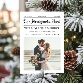 Newspaper Mr & Mrs Newlywed Couple Photo Christmas Feiertagskarte