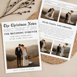 Newspaper Newlywed Couple Wedding Photo Christmas Feiertagskarte
