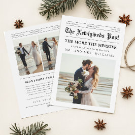Newspaper Newlywed Romantic Couple Photo Christmas Feiertagskarte